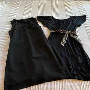 Banana Republic Black Dresses x2 with sequins and silk tie details